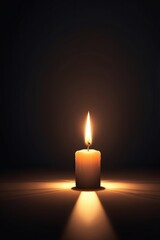 Single Candle Flame in Darkness A Symbol of Hope and Light