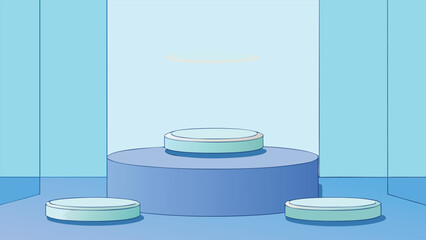 Modern Podium Levels With Glass Discs.