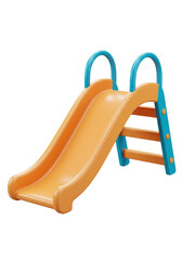 3D Rendered Orange and Blue Slide Playground Equipment for Kids Fun