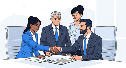 Successful Business Partnership Agreement and Handshake