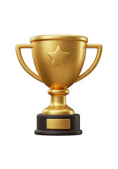 3D Rendering Golden Trophy Transparent Background Award Celebration