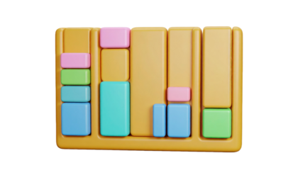 Colorful Geometric Blocks Arranged In A Grid On Yellow Base With Various Sizes And Heights Isolated Transparent Background