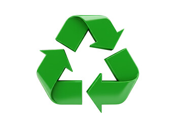 3D Rendering Green Recycle Arrow Icon Transparent Conservation Sign