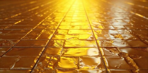 Gleaming Golden Tiles Luxurious Texture and Intricate Light Reflections for Design Projects