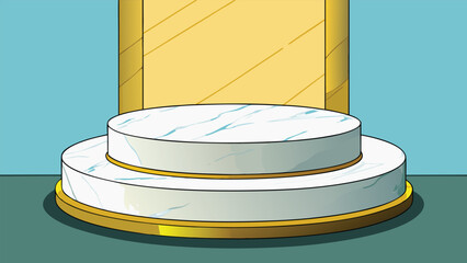 Round Marble Pedestal With Golden Highlights.