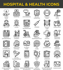 Hospital and Health Icons A Comprehensive Collection of Medical Symbols.
