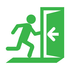 Running person silhouette icon for emergency exit signage and safety information