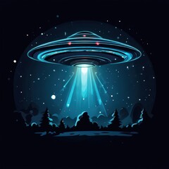 an AI Image Generator, Spaceship Above a Forested Landscape