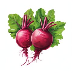 an AI Image Generator, Vivid Illustration of Two Fresh Beetroots