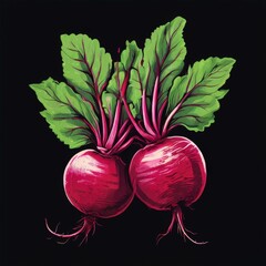 an AI Image Generator, Vivid Illustration of Two Fresh Beetroots