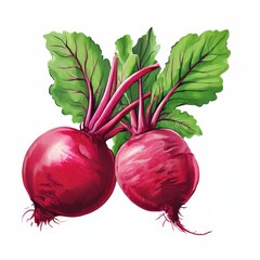 an AI Image Generator, Vivid Illustration of Two Fresh Beetroots