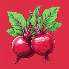 an AI Image Generator, Vivid Illustration of Two Fresh Beetroots