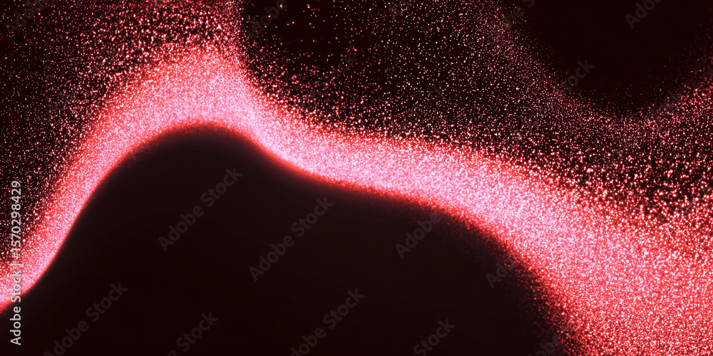 Poster abstract wavy background with pink red gradient. black. bright colors. particles. dots. banner. mode