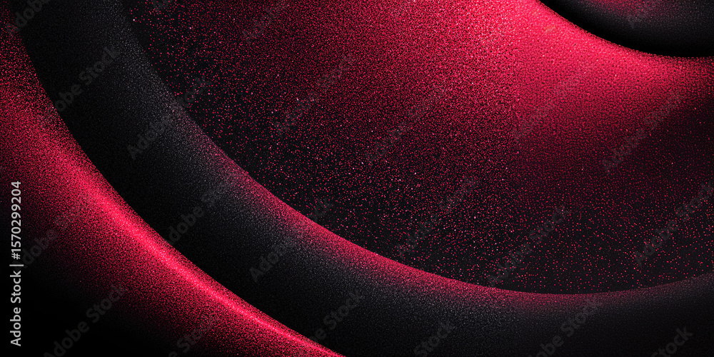 Poster abstract background with pink red gradient. black. bright colors. particles. dots. curved lines. ban
