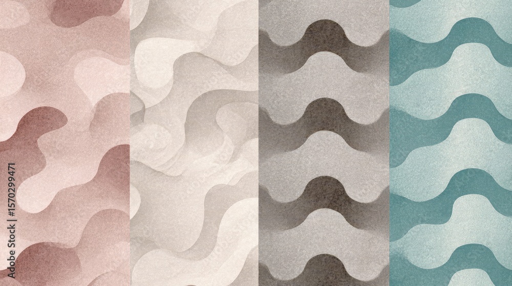 Aufkleber abstract wavy pattern design in various muted tones.