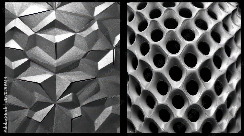 Poster abstract geometric patterns in grayscale.