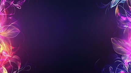 Abstract floral border on dark background