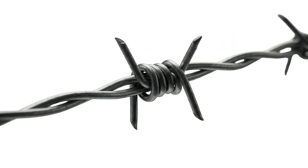 Barbed Wire Fence Sharp Protection Isolated Transparent Background