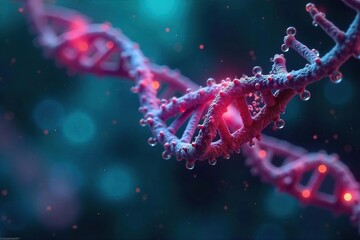 Nanobot Interacting with DNA Strand Microscopic View of Nanobiology Research