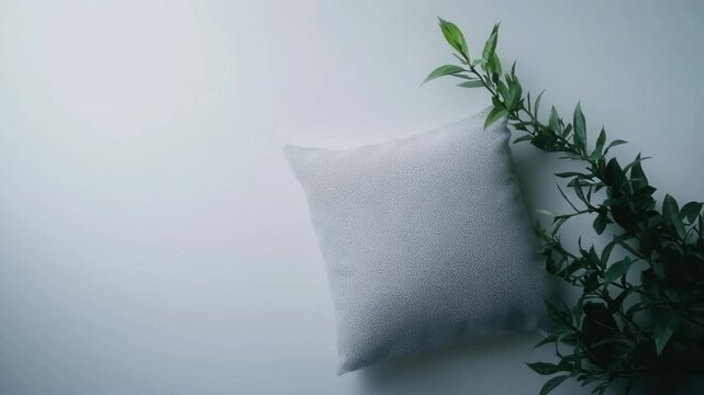 Decorative throw pillow with geometric pattern enhances home decor, adding elegance and comfort to modern style interiors surrounded by lush greenery