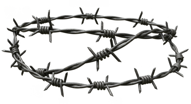 Barbed Wire Isolated Steel Fence Sharp Protection Transparent Background