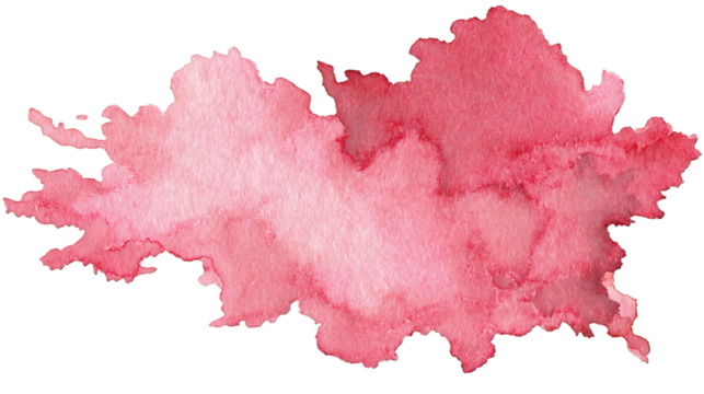Delicate watercolor splash in shades of red, creating a textured, artistic design element on a transparent background, silhouette