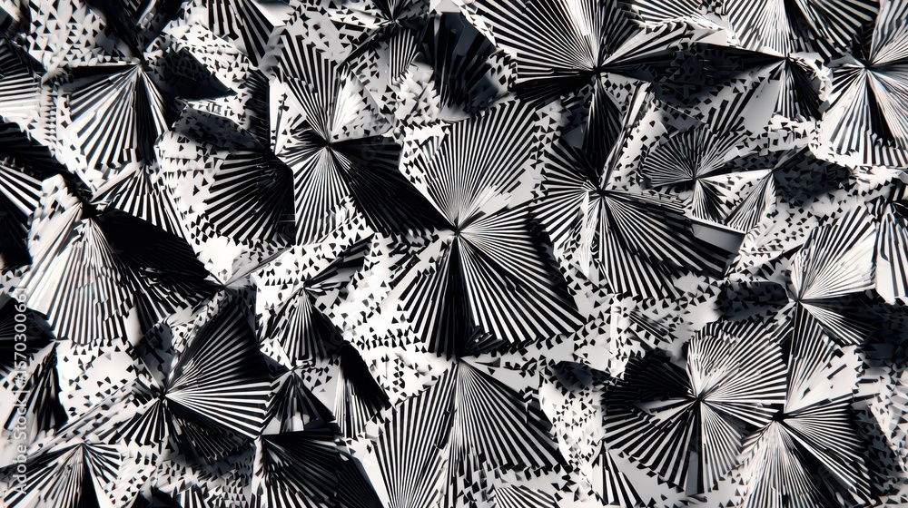 Poster abstract geometric pattern of intersecting lines and shapes.