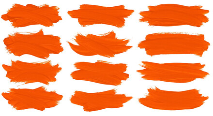 Obraz premium Brush Strokes Orange Design Elements Isolated Transparent Background