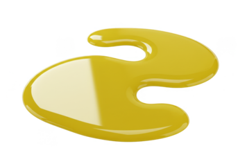 Abstract Yellow Blob Glossy Fluid Shape Isolated on Transparent Background