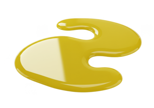 Abstract Yellow Blob Glossy Fluid Shape Isolated on Transparent Background - Powered by Adobe