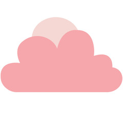 Flat pink cartoon cloud with rising sun. Ideal for weather icons, morning scenes, children’s designs, or cheerful pastel compositions.