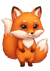 Cartoon Cute Fox Animal Illustration Isolated Orange Sweet Character
