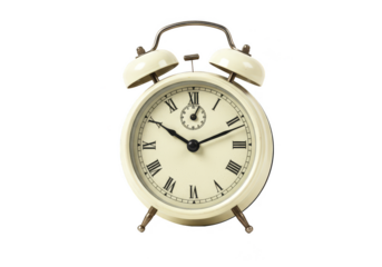 Antique White Clock Time Keeper Isolated on Transparent Background