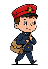 Cartoon Mailman Boy in Uniform Delivery Character Transparent PNG