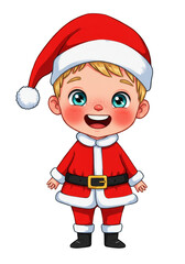 Cartoon Santa Boy Illustration Cute Xmas Kid Holiday Celebration
