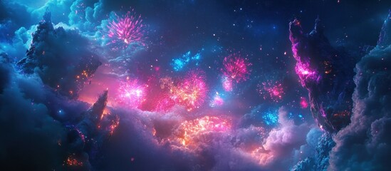 Vibrant nebula with glowing celestial formations