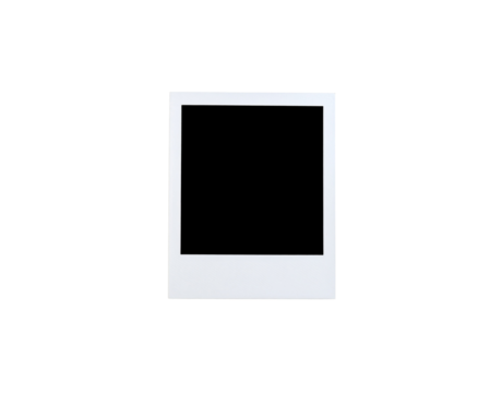 Classic White Polaroid Frame with Black Center on Black Background 1.
