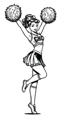 Cheerleader Woman Illustration with Pom Poms Sport Youth Activity