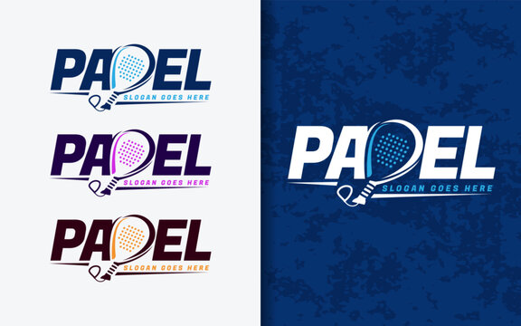The word "PADEL" with the letter D shaped like a stylish padel racket. Modern and minimal style, perfect for sports branding, event, tournament, and sport business branding.