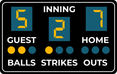 Softball Scoreboard Vector Illustration