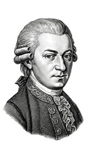Classical Engraving Portrait of Famous Composer Mozart Transparent PNG