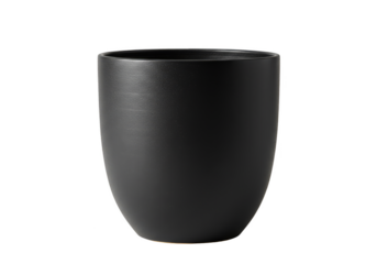 Black Ceramic Flowerpot Isolated Decorative Container on Transparent Background
