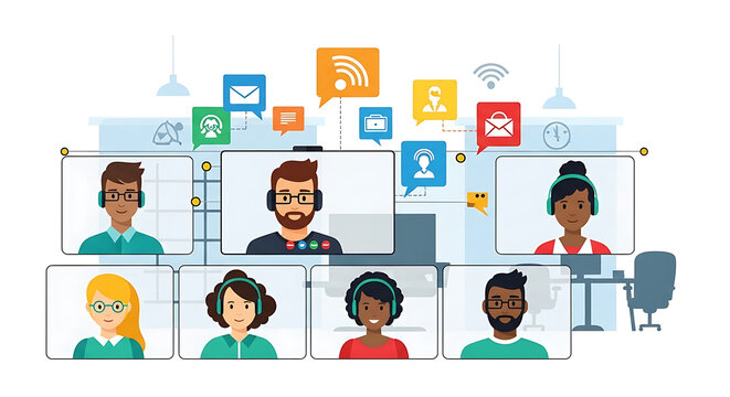 Global Team Video Conference Seamless Online Collaboration