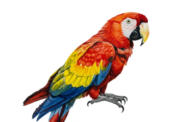 Colorful Scarlet Macaw Parrot Illustration Tropical Bird Wildlife Design