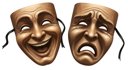 Comedy and Tragedy Masks Theatrical Expressions Isolated Symbol Ancient
