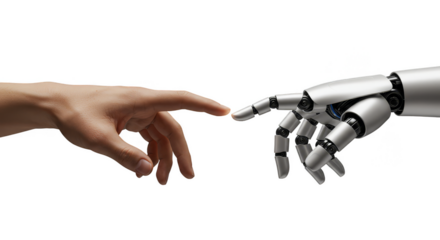 Connection between Human and Robot Hand Artificial Intelligence Digital