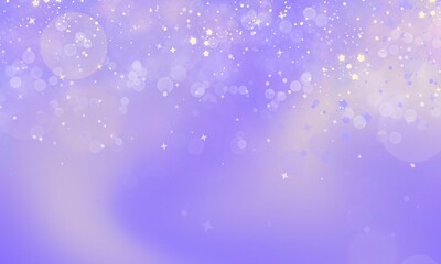 Purple Background With Bokeh Stars. Abstract Light Blurred Soft Romantic Background