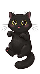 Cute Black Cartoon Cat with Transparent Background Illustration Design