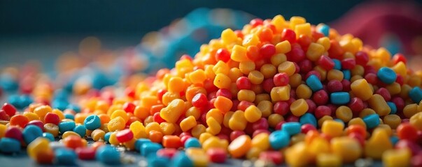 Vibrant Recycled Plastic Pellets  Circular Economy, Sustainable Manufacturing