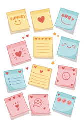 Cute Cartoon Memo Stickers Transparent Background Design Elements